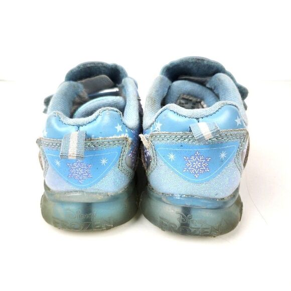 Disney Frozen Toddlers Light Up Sneakers Anna & Elsa Blue Strap Sz 7 Super Cute - Picture 5 of 8